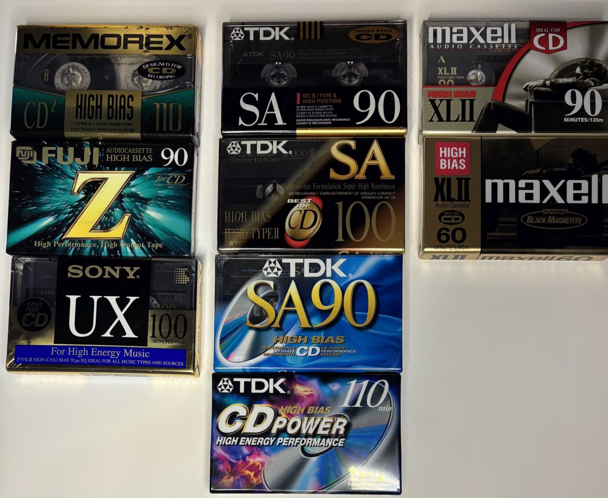 Collection of Type II blank tapes with CD marketing