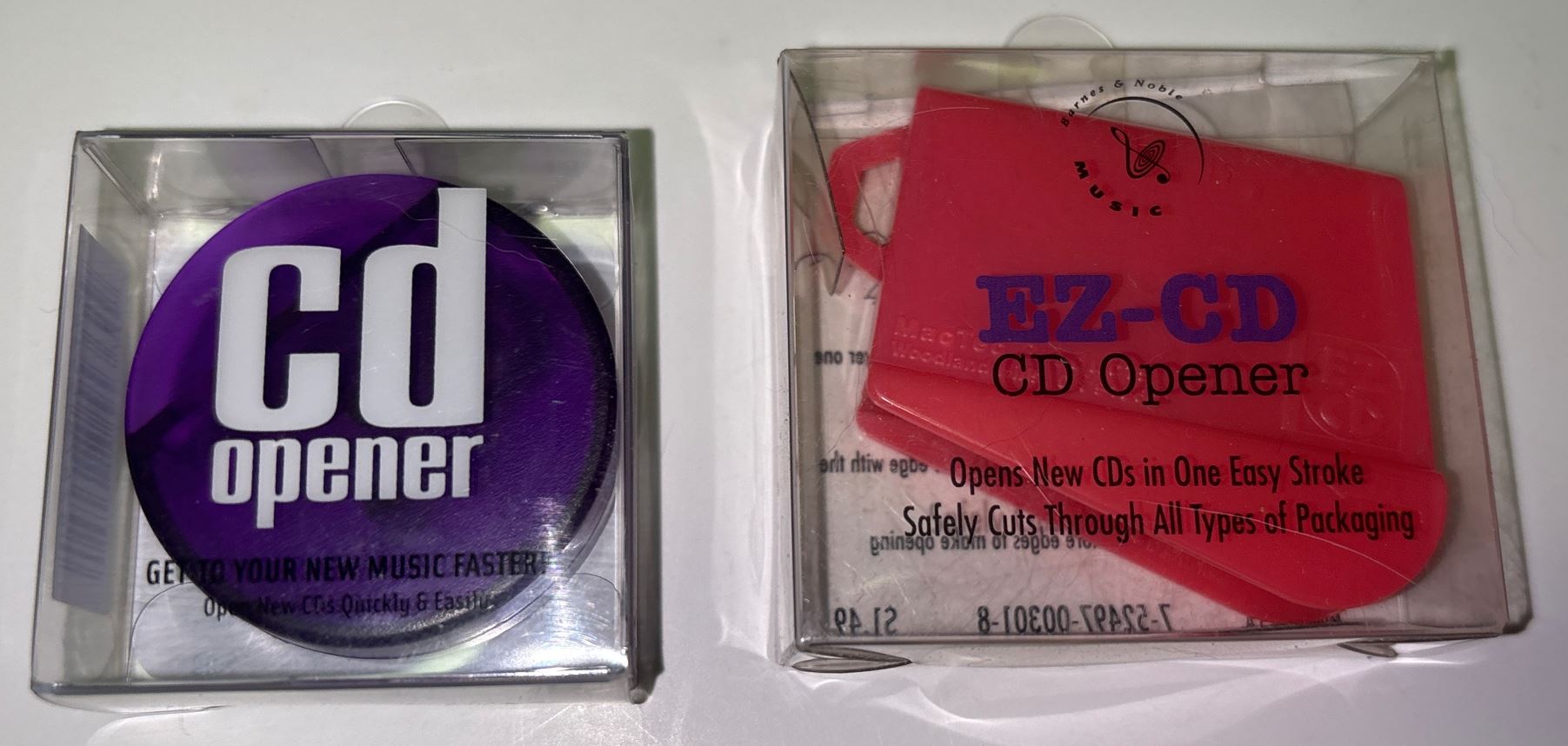A highly specialized tool, the CD opener, allowed for easy removal of the seal sticker on a new CD