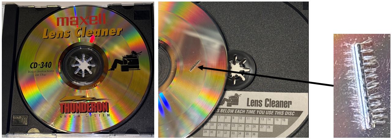 Maxell CD-340, a lens cleaner brush embedded into a CD blank